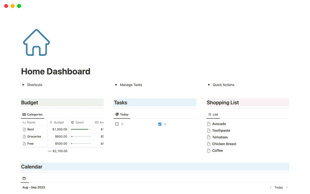 Home Dashboard