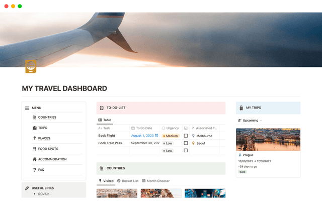 Travel Planner for Notion